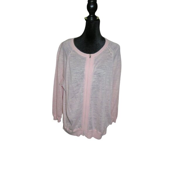 J Crew Pale Blush Pink Long Sleeve Zip Up lightweight sweater XL - Picture 1 of 6